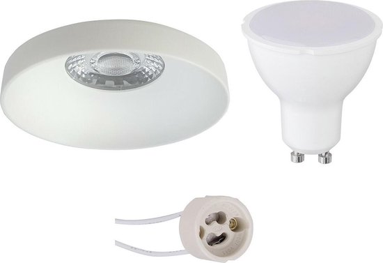 BES LED Led Spot Set - Pragmi Vrito Pro - Gu10 Fitting - Inbouw Rond - Mat - 4w - Warm 3000k - Ø82mm - Wit