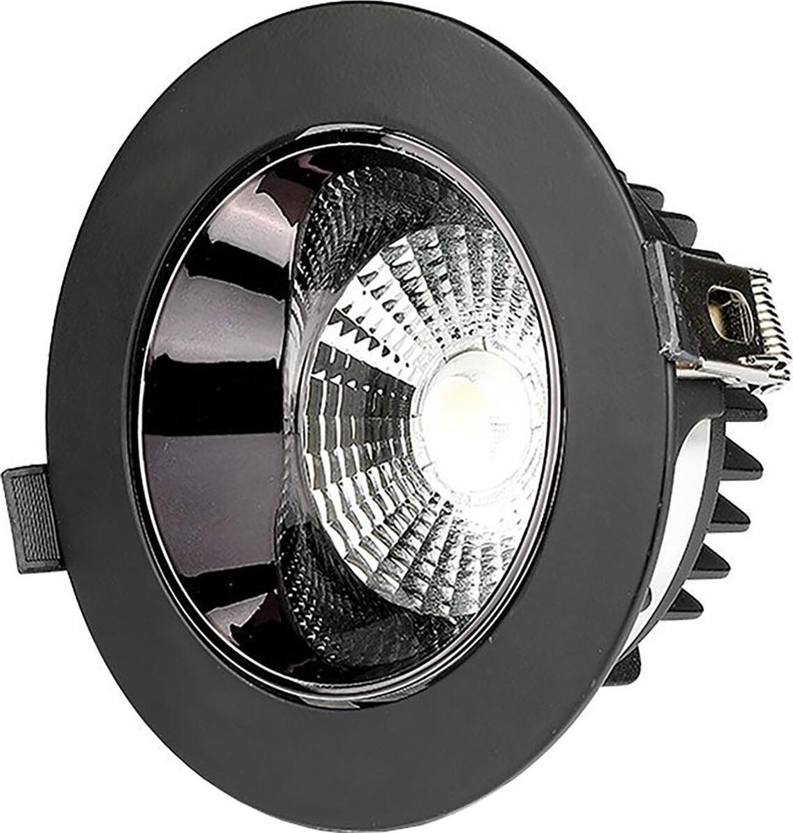 BES LED Led Spot - Inbouwspot - Viron Coba - 10w - Warm Wit 3000k - Rond - Mat - Aluminium - Zwart