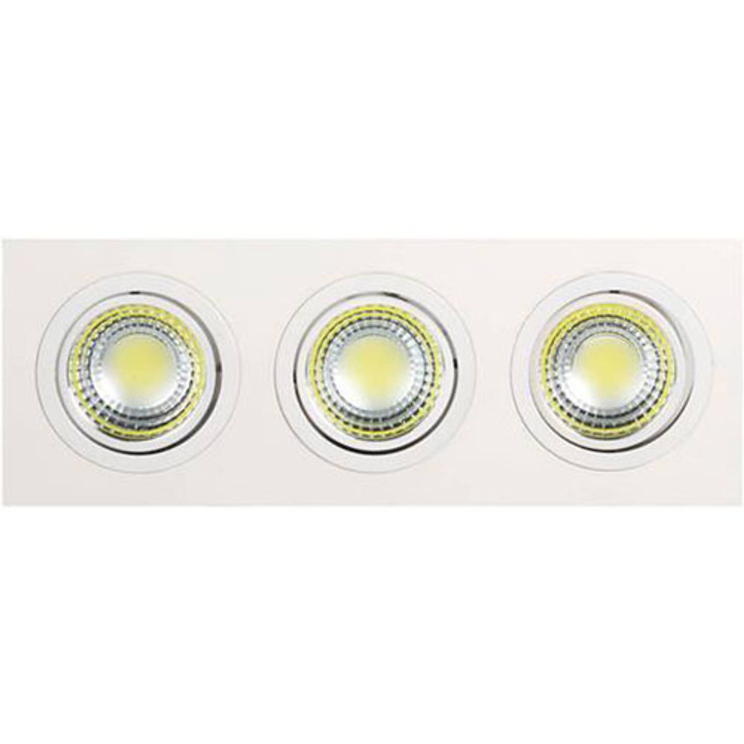 BES LED Led Spot - Inbouwspot 3-lichts - Rechthoek 15w - Helder/koud 6400k - Mat Aluminium - Kantelbaar 255x93mm - Wit