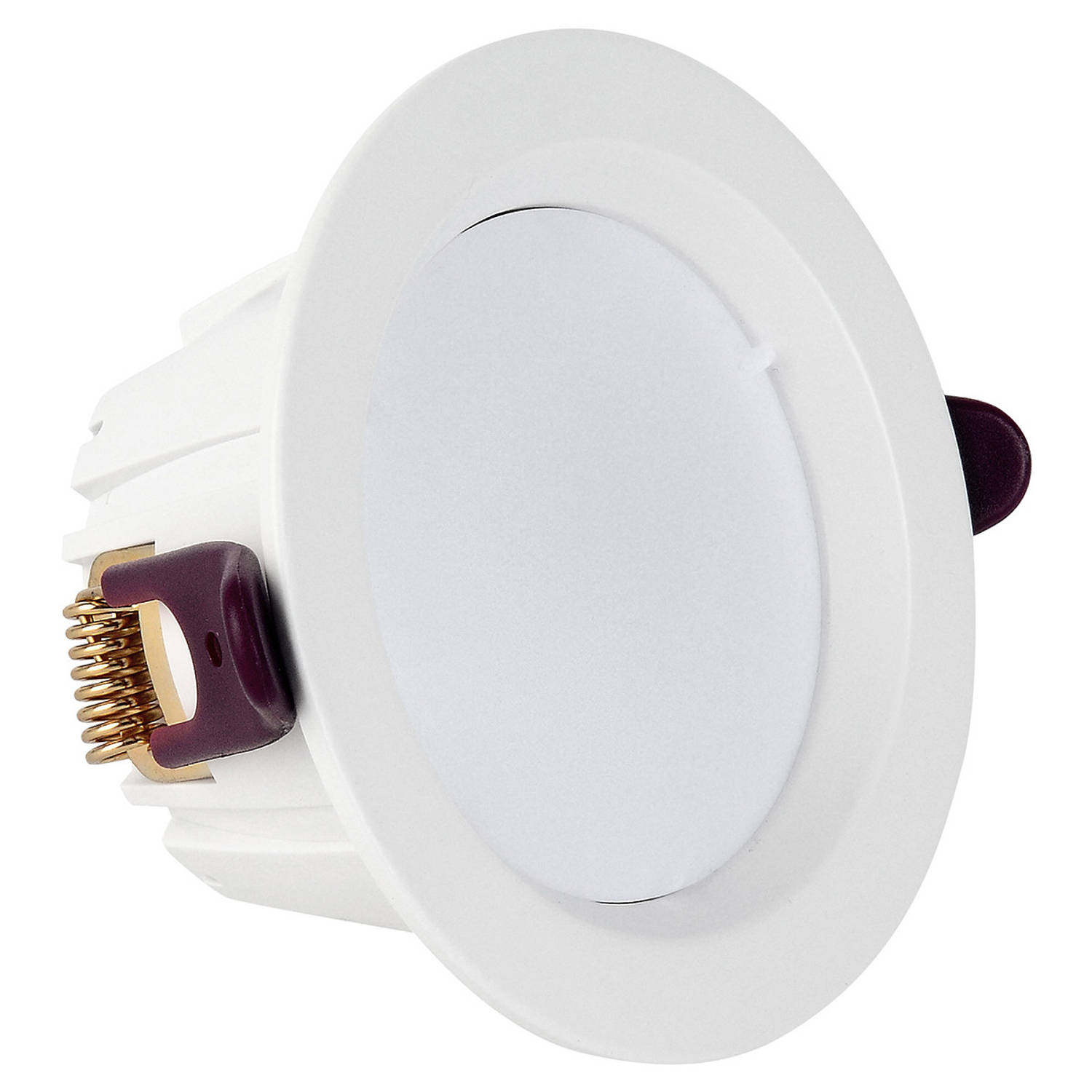 BES LED Led Downlight Lanar - Inbouw Rond 7w - Dimbaar - Natuurlijk 4000k - Mat Aluminium Ø98mm - Wit