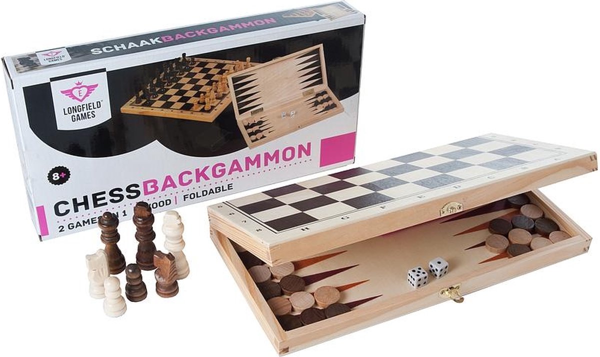 Longfield Games Longfield Schaak En Backgammon Houten Kist