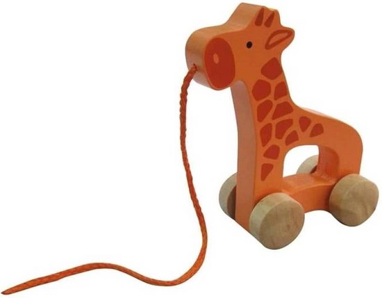 Hape Houten Duw & Rol Giraffe - Oranje