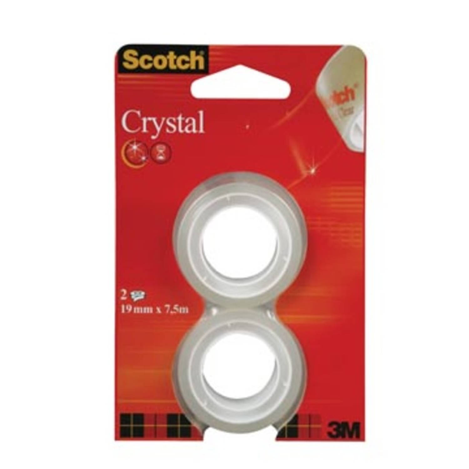 Scotch Plakband Crystal Ft 19 Mm X 7,5 M, Blister Met 2 Rolletjes