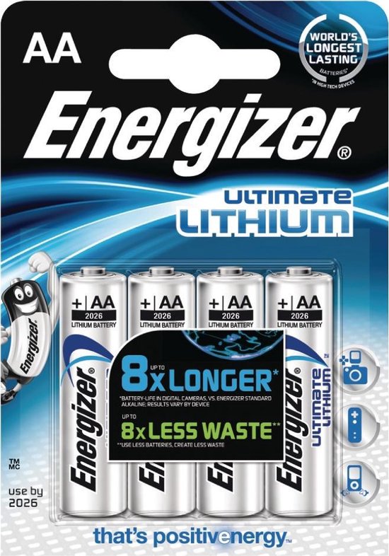 Energizer Batterijen Lithium Aa, Blister Van 4 Stuks