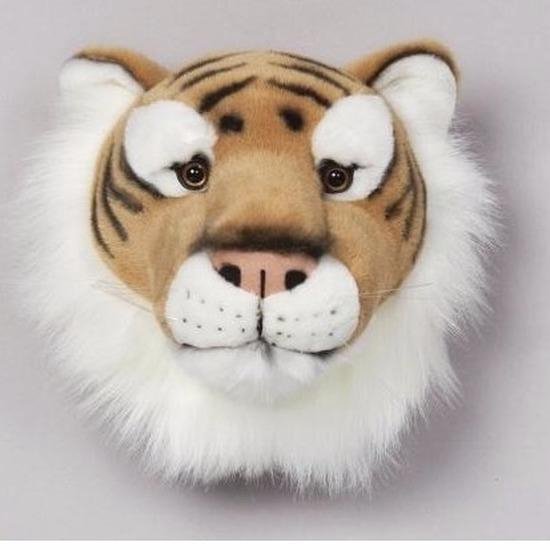 Bibib Pluche Tijger Dierenhoofd Knuffel 30 Cm - Tijgerkop - Kinderkamer Muurdecoratie