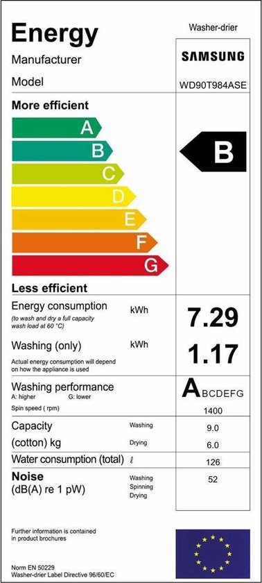 Samsung WD90T984ASE/S2 9/6 kg