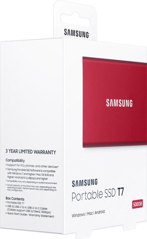 Samsung Portable SSD T7 500GB - Rood