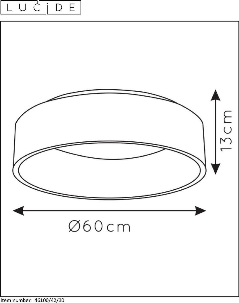 Lucide Talowe LED Plafondlamp Ø 60 cm - Zwart