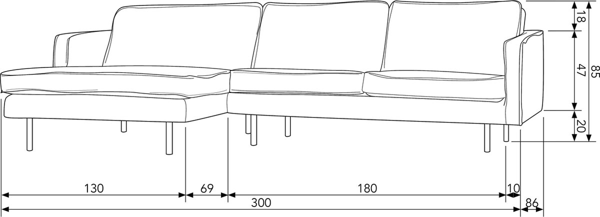 BePureHome Rodeo Hoekbank Links - Oranje