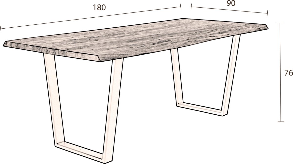Dutchbone Aka Eettafel 180 x 90 cm - Bruin