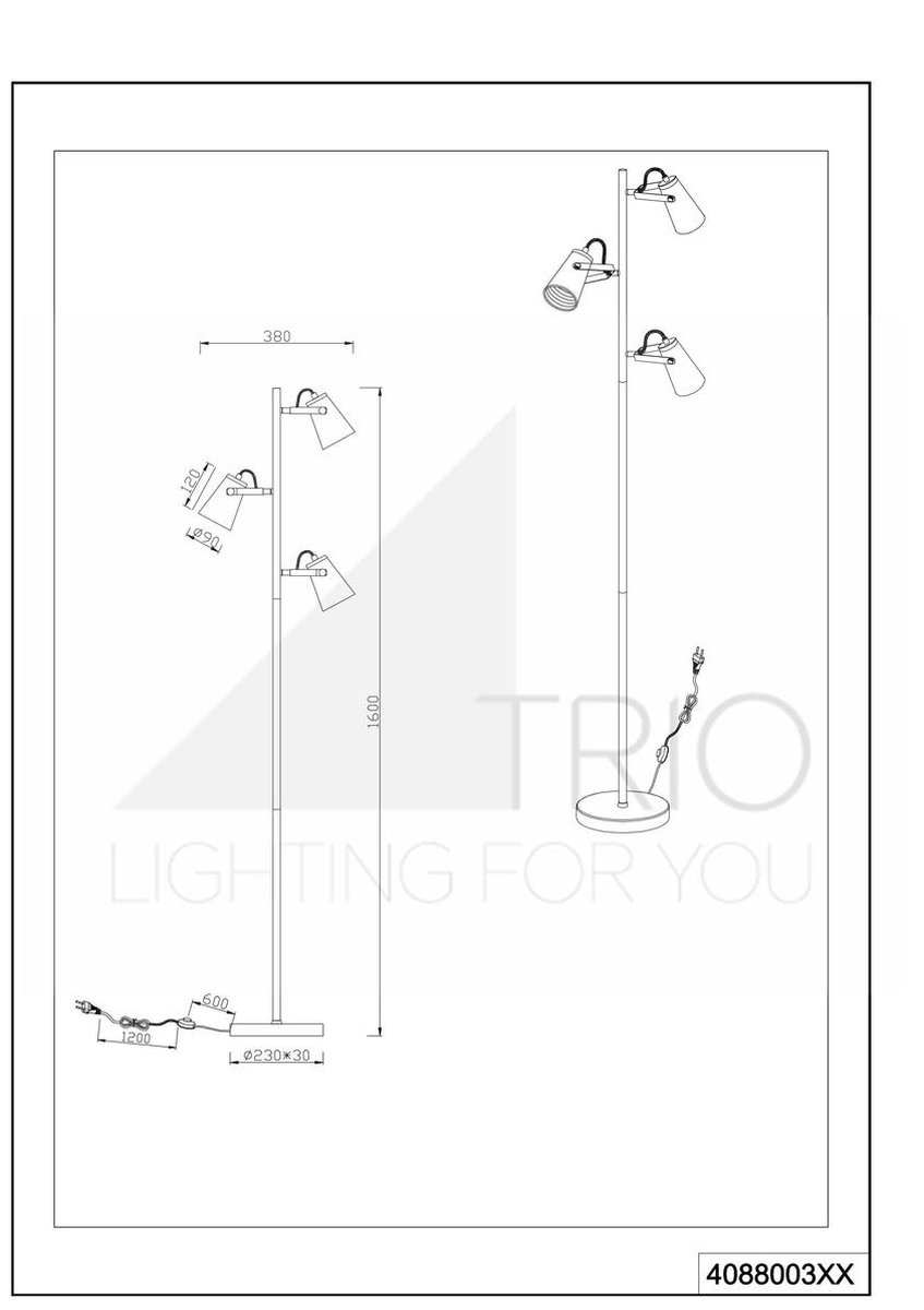 TRIO Edward Vloerlamp - Zwart