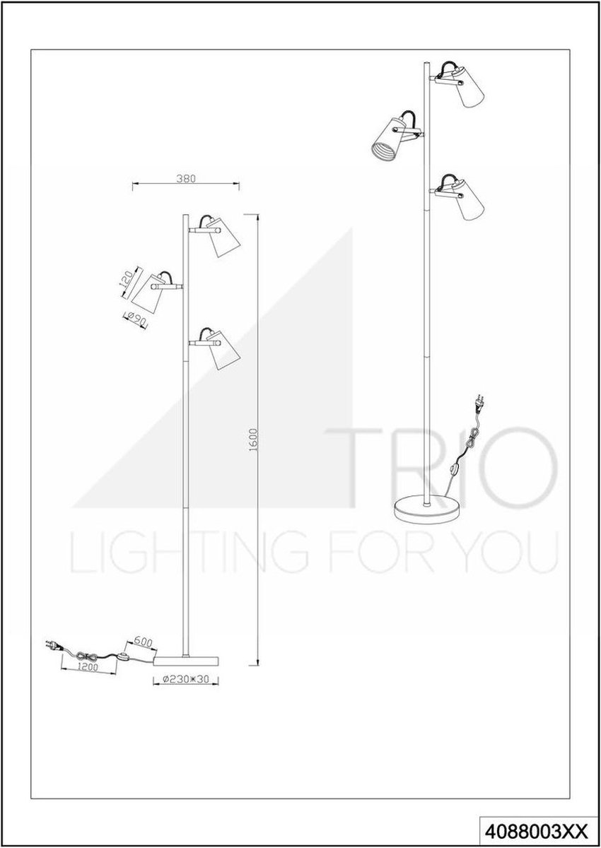 TRIO Edward Vloerlamp - Zwart