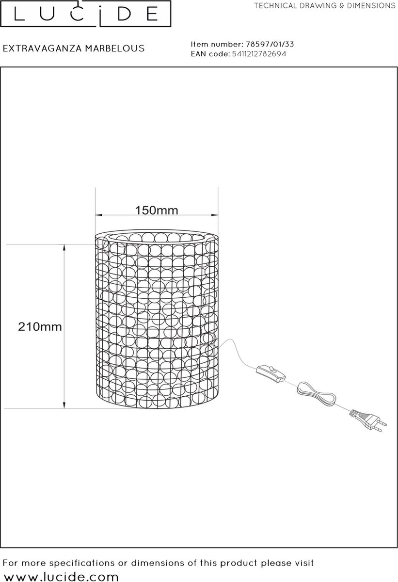 Lucide Extravaganza Marbelous Tafellamp - Groen