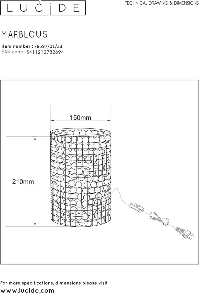Lucide Extravaganza Marbelous Tafellamp - Groen