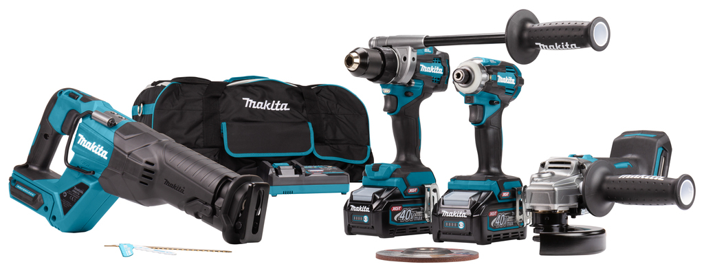 Makita DK0126G401 | Combiset | 40V Max | 4,0Ah | Li-Ion | DF001G accuboor | TD001G slagschroever | GA005G slijper | JR001G reciprozaag