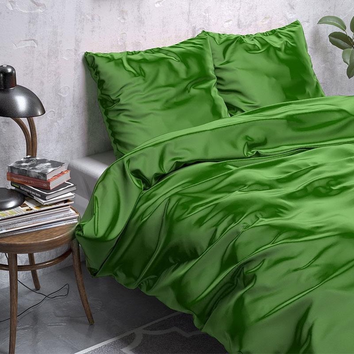 Sleeptime Satijn Geweven Uni - Lits-jumeaux (240 x 220 cm + 2 kussenslopen) Dekbedovertrek - Groen
