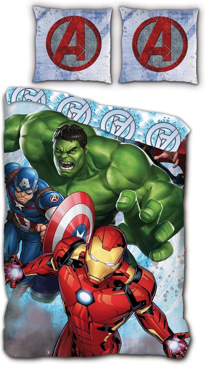 Marvel Dekbedovertrek Team - Eenpersoons - 140 x 200 cm - Multi - Blauw
