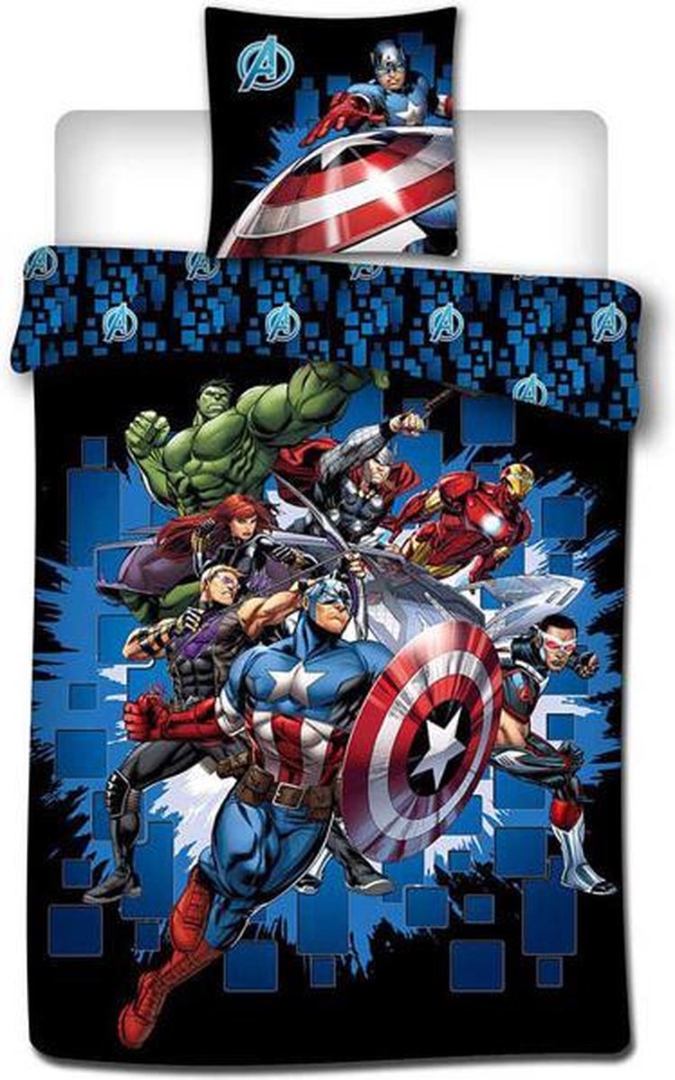 Marvel Avengers Dekbedovertrek polyester 140x200 cm - Blauw