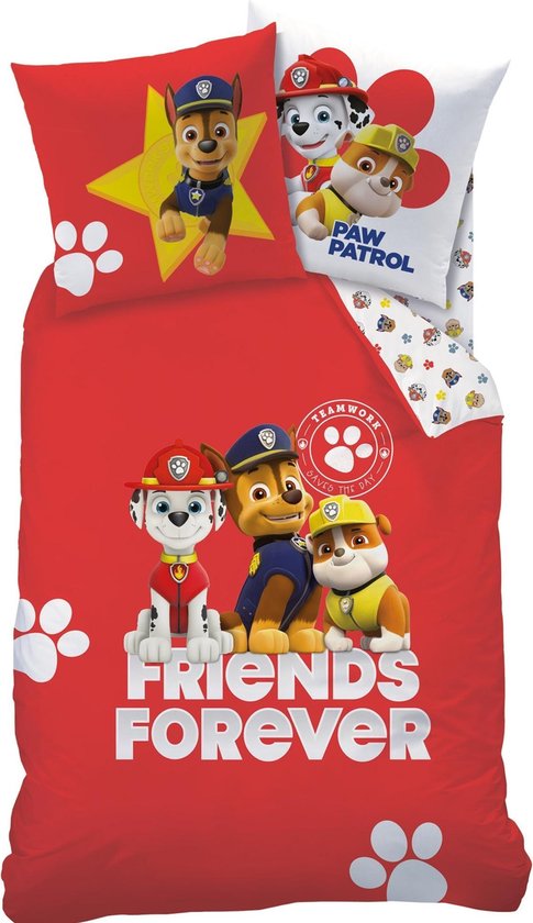 Paw Patrol Trio - Dekbedovertrek - Eenpersoons - 140 x 200 cm - Rood