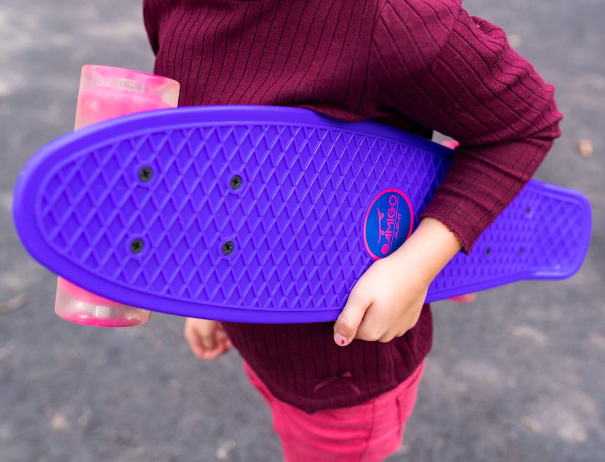 Amigo skateboard met ledverlichting 55,5 cm/roze - Paars