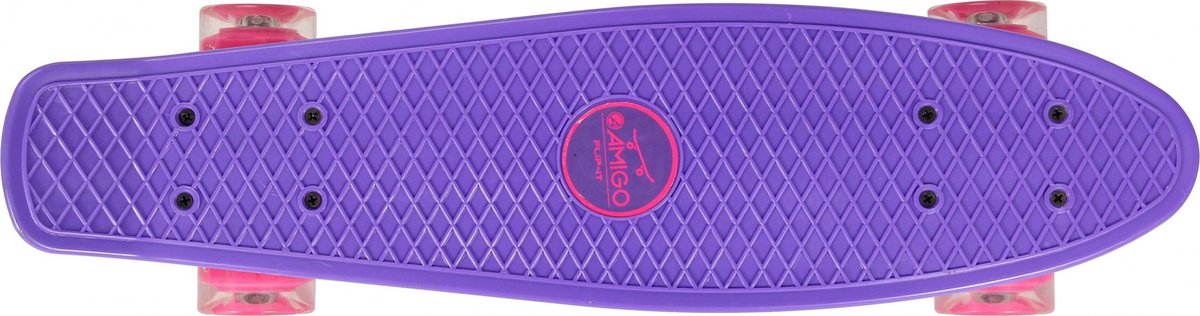 Amigo skateboard met ledverlichting 55,5 cm/roze - Paars