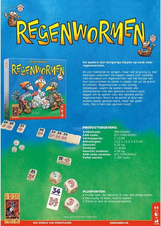 999Games Regenwormen - Blauw