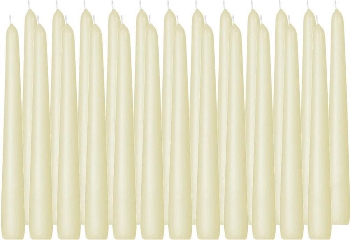 Trend Candles 24x Ivoorte Dinerkaarsen 25 Cm 8 Branduren - Geurloze Kaarsen - Tafelkaarsen/kandelaarkaarsen - Wit