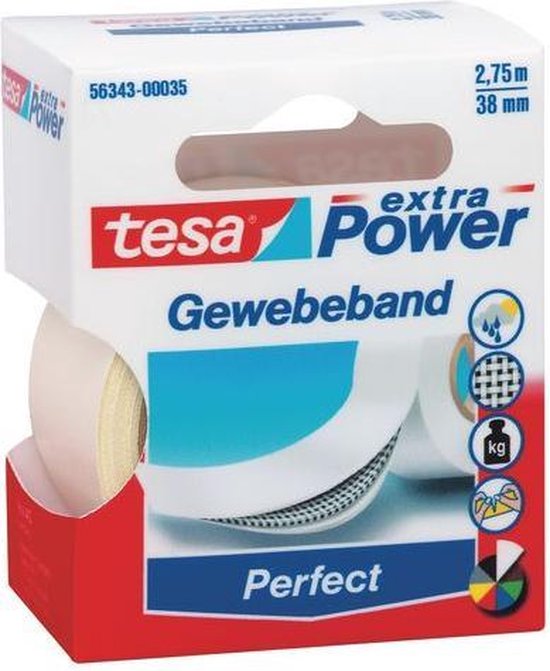 Tesa Extra Power Perfect, Ft 38 Mm X 2,75 M, - Wit