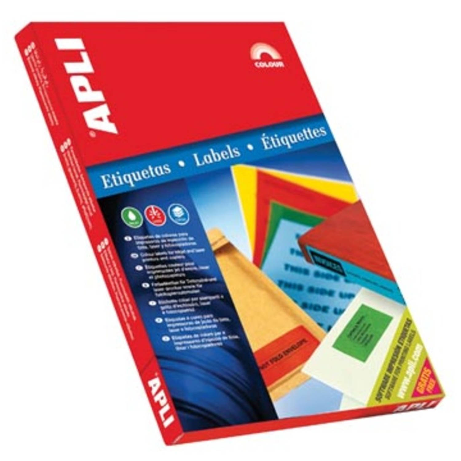 Apli Gekleurde Etiketten Ft 70 X 37 Mm (B X H),, 2.400 Stuks, 24 Per Blad - Groen