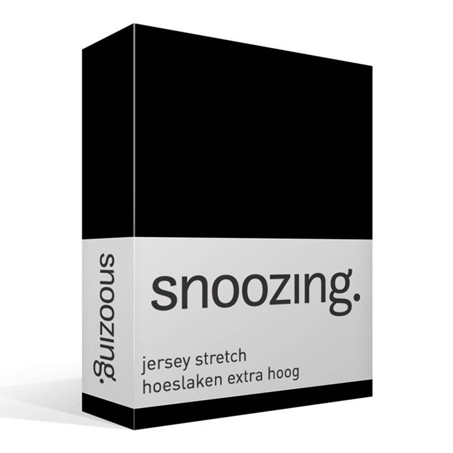 Snoozing Stretch - Hoeslaken - Extra Hoog - 200x200/220/210 - - Zwart