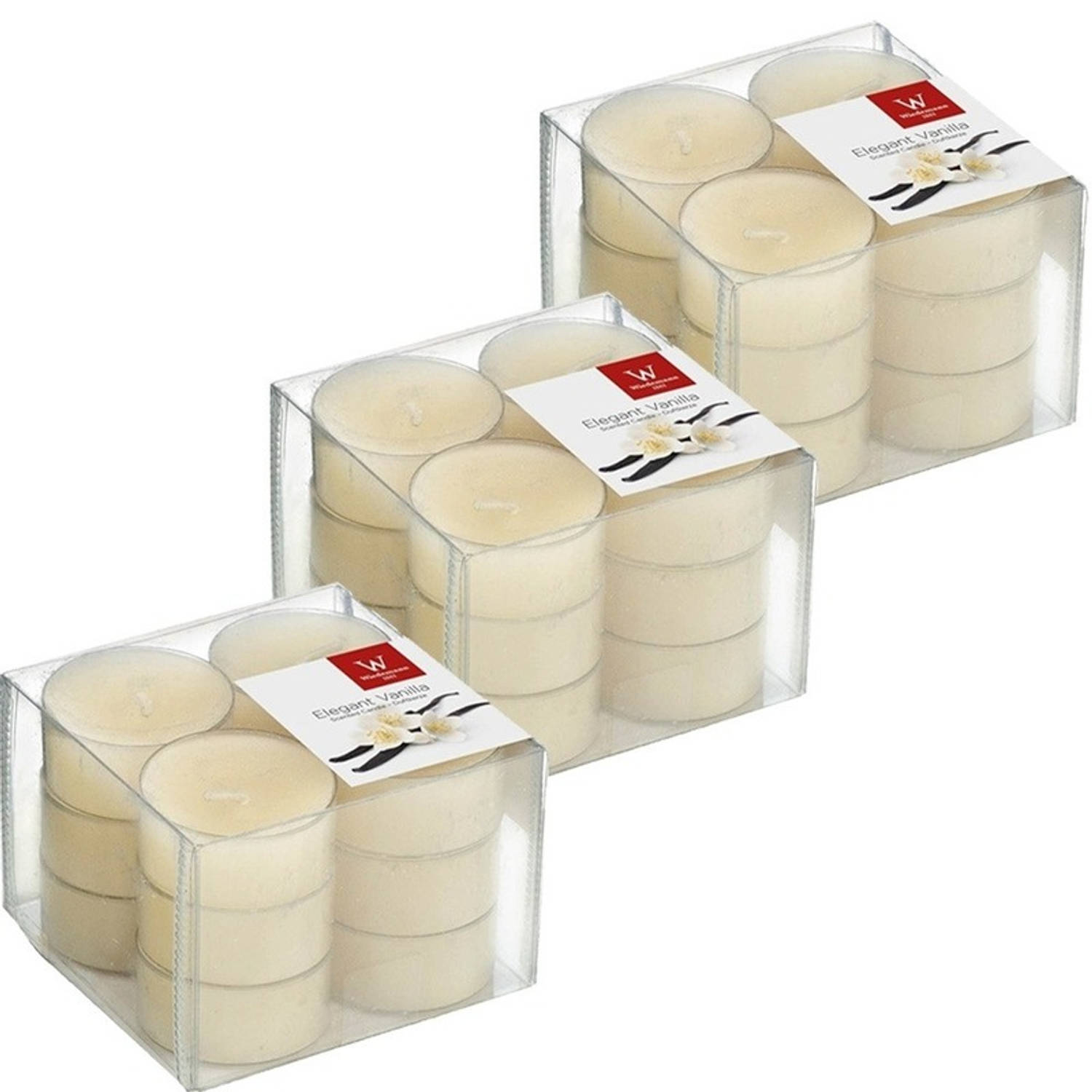 Trend Candles 36x Geurtheelichtjes Vanille/cremewit 4 Branduren - Geurkaarsen Vanillegeur - Waxinelichtjes