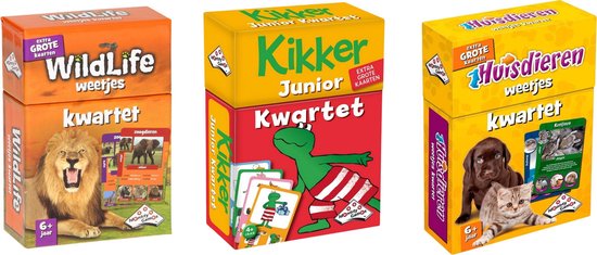 Identity Games Spellenbundel - Kwartet - 3 Stuks - Wildlife Kwartet & Kikker Junior Kwartet & Huisdieren Kwartet