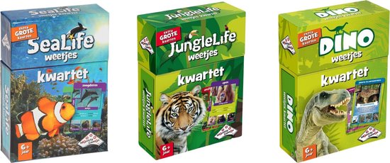 Identity Games Spellenbundel - Kwartet - 3 Stuks - Sealife Kwartet & Junglelife Kwartet & Dino Kwartet