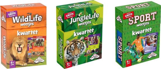 Identity Games Spellenbundel - Kwartet - 3 Stuks - Wildlife Kwartet & Junglelife Kwartet & Sport Weetjes Kwartet