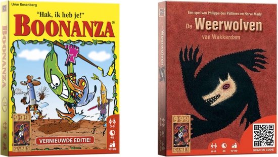 999Games Spellenbundel - Kaartspellen - 2 Stuks - Boonanza & De Weerwolven Van Wakkerdam