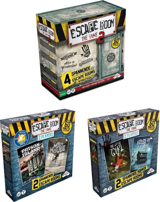 Identity Games Spellenset - Escape Room - 3 Stuks - The Game Basisspel 2 & 2 Player Uitreidingen Horror & Mad House