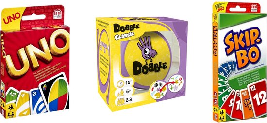 Hasbro Spellenbundel - Bordspellen - 3 Stuks - Uno & Dobble Classic & Skip-bo