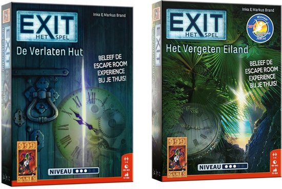 999Games Spellenbundel - 2 Stuks - Bordspel - Exit De Verlaten Hut & Exit Het Vergeten Eiland