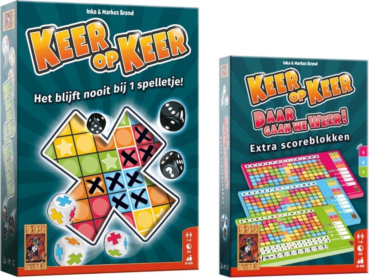 Spellenset - 2 Stuks - Keer Op Keer - Dobbelspel & Scoreblok 3 Stuks Level 5, 6 En 7