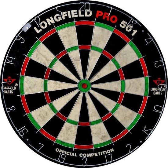 Longfield Games Dartbord Longfield Professional 45.5 Cm Met 6x Goede Kwaliteit Dartpijltjes - Darten Voor Thuis - Voordeelset