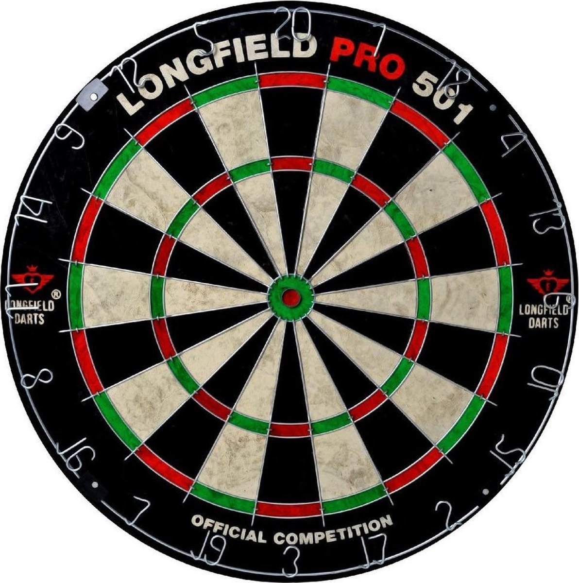 Longfield Games Dartbord Longfield Professional 45.5 Cm Met 6x Goede Kwaliteit Dartpijltjes - Darten Voor Thuis - Voordeelset