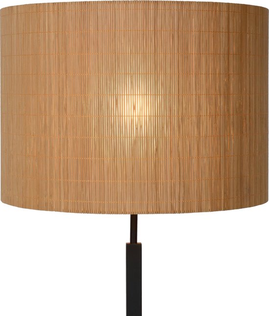 Lucide Magius Vloerlamp Rotan E27/40w H160 Zwart/natuurkl - Bruin
