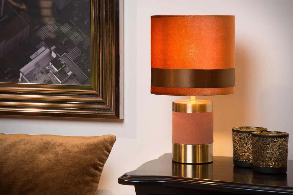 Lucide Frizzle Tafellamp E14/40w H32cm - Bruin