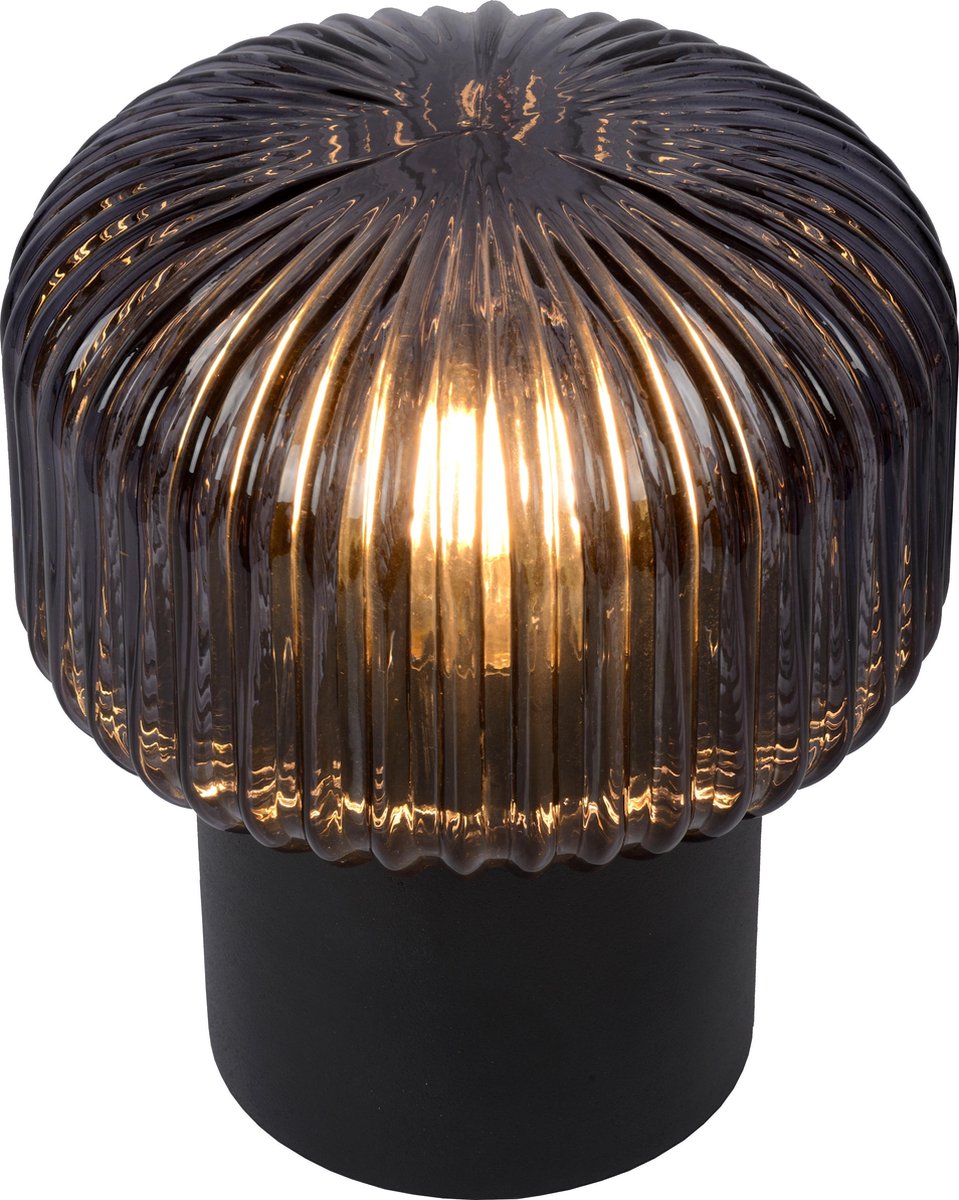 Lucide Jany Tafellamp E14/40w / Smoke Glas - Zwart