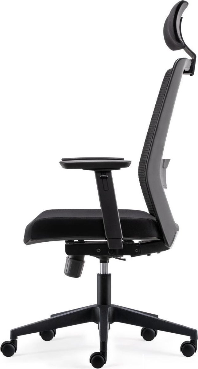 24Designs First Eco-2 Bureaustoel Hoofdsteun -e Stof/mesh -e Kruispoot Met Wielen - Zwart