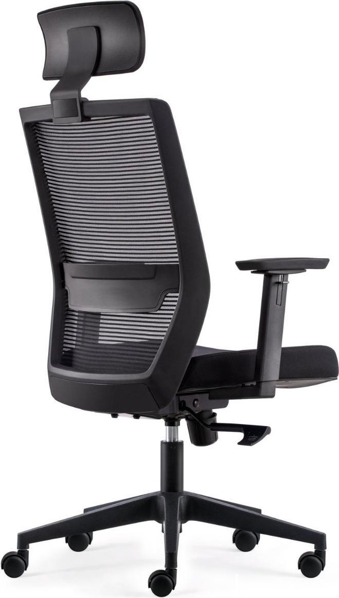 24Designs First Eco-2 Bureaustoel Hoofdsteun -e Stof/mesh -e Kruispoot Met Wielen - Zwart