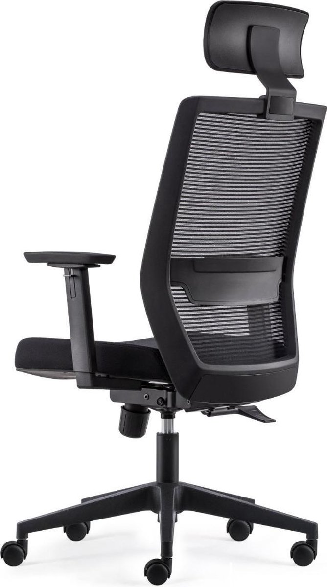 24Designs First Eco-2 Bureaustoel Hoofdsteun -e Stof/mesh -e Kruispoot Met Wielen - Zwart