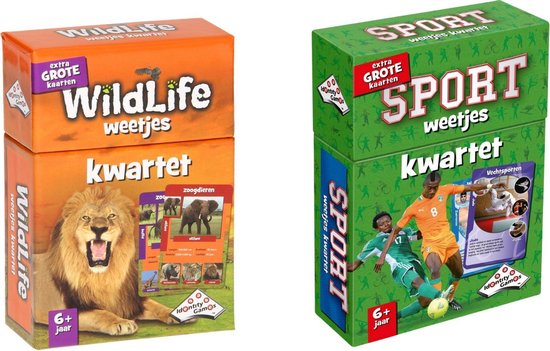 Identity Games Spellenbundel - Kwartet - 2 Stuks - Wildlife Kwartet & Kwartet Sport Weetjes