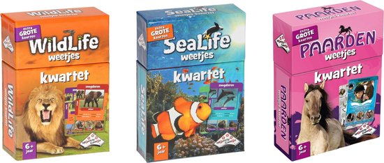 Identity Games Spellenbundel - Kwartet - 3 Stuks - Wildlife Kwartet & Sealife Kwartet & Paarden Kwartet