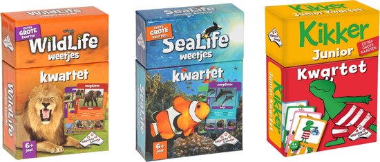 Identity Games Spellenbundel - Kwartet - 3 Stuks - Wildlife Kwartet & Sealife Kwartet & Kikker Jr. Kwartet